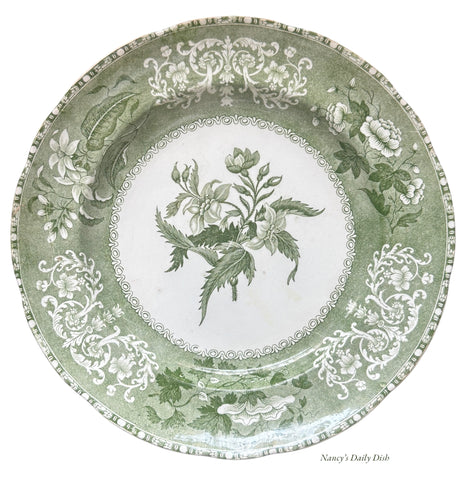 Garrett Copeland (Spode) Antique Camilla Green Transferware Plate