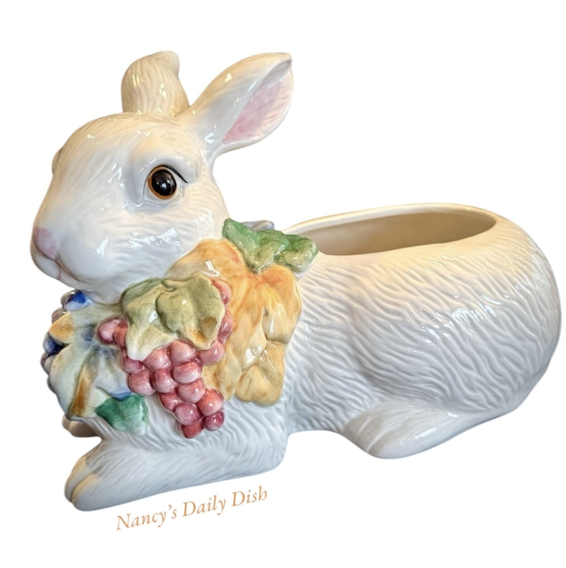rabbit plant pot X-LG Lifesize Vintage Fitz & Floyd Realistic Bunny Rabbit Planter / Fl