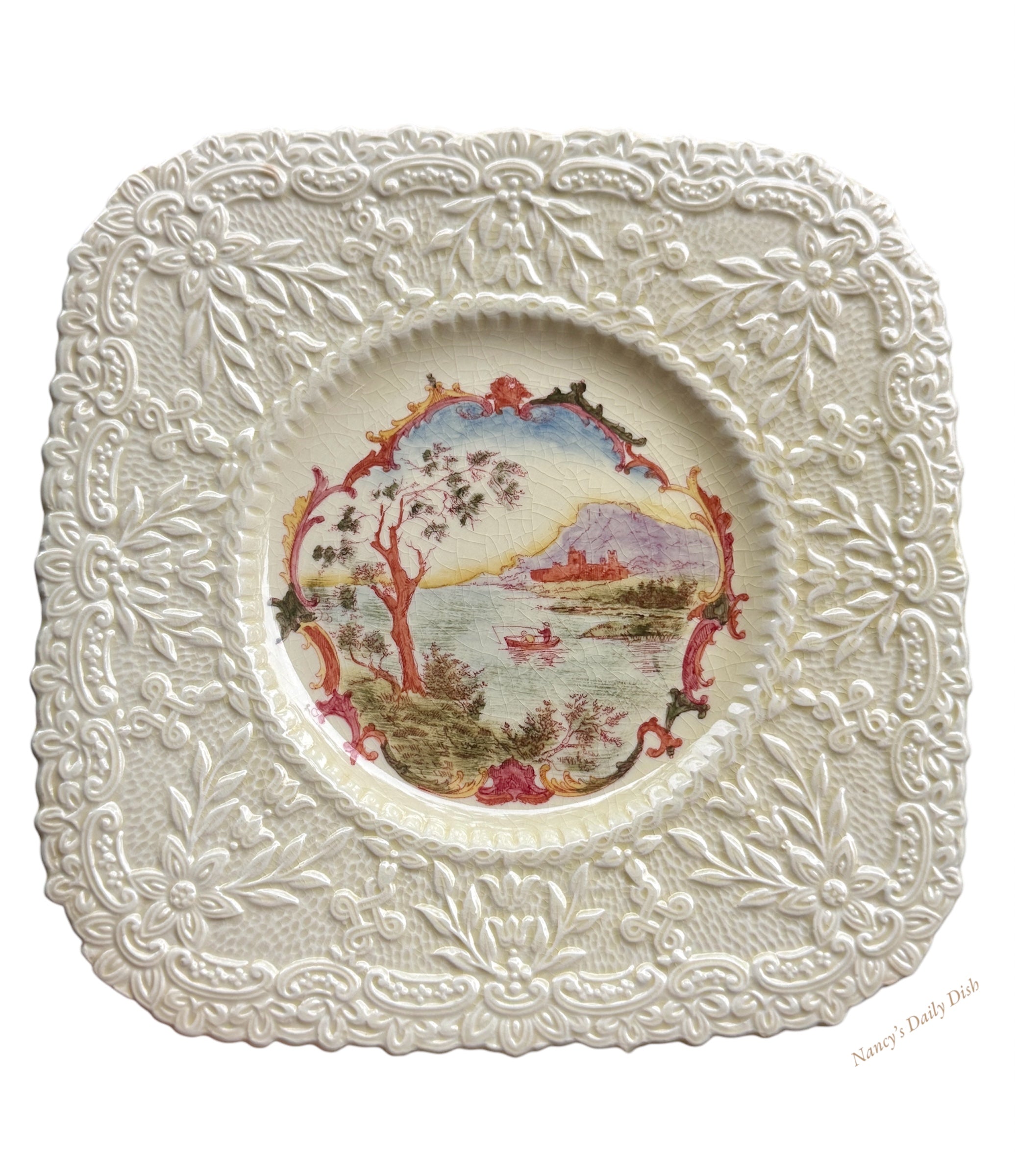 Meakin Brown Transferware Butter Dish (CAT) A709 Meakin Brown Transferware Butter Dish (CAT) A709