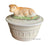 Vintage English Advertising Cow Butter Tub Faux Bois Wood Barrel Resting Jersey Cow Lid Top