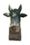 Vintage Hand Carved Wooden Dimensional Cow / Bull Head Figure w/ Glass Eyes