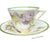 Antique Teacup & Saucer Scottish Glamis Thistle Green & Lavender Artist Signed Royal Doulton