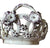 RARE Antique Purple & White Transferware Filigree Fretwork Chestnut Bowl w/ Grazing Sheep