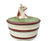 Vintage Majolica  Butter Tub Faux Bois Wood Barrel w/ Laying Cow Lid Top
