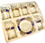 Set of 6 Blue & White Demitasse Cup & Saucer Sets w Gilt Trim