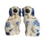 RARE 6” Pair of Vintage Floral Blue & White English Staffordshire Spaniel Dog Figurines