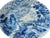 Lg Vintage Blue Transferware Platter Pastoral Scene w/ Church Spire & Winding River