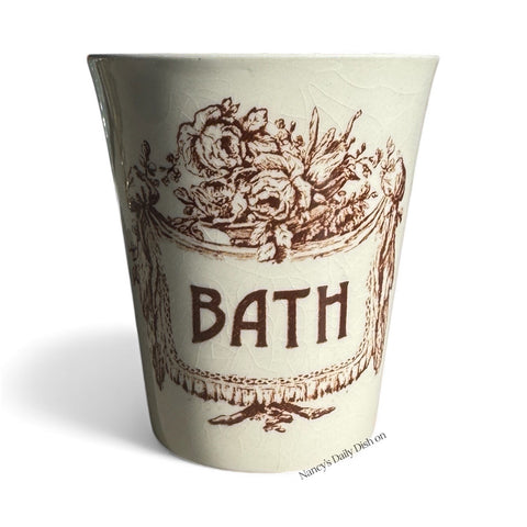 Vintage Brown English Transferware BATH Tumbler Glass Cup Roses