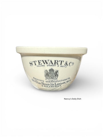 Antique English Edwardian Stewart & Co Black & White Advertising Bowl