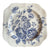 Vintage Tonal Blue Toile Transferware Square Plate English Country Roses