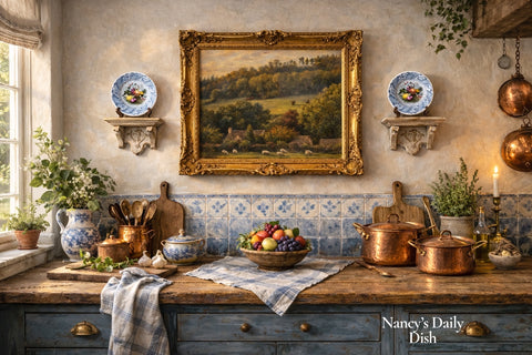 Pair RARE William Smith & Co ' WEDGeWOOD ' Fruit Basket Faux Bois Light Blue Polychrome Transferware Plates