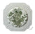 Square Embossed Vintage Green Transferware Charlotte Plate Basket of Flowers