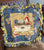 Blue Pillow Needlepoint Cover French Country Hen on Basket  Floral