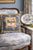 Blue Pillow Needlepoint Cover French Country Hen on Basket  Floral