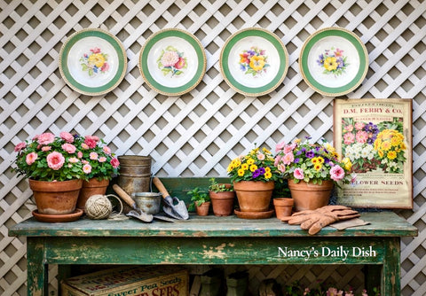 Set 4 Different Mix n Match Antique Hand Painted Flower Transferware Plates English Cottage