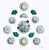 Fragments of Grace: Where Grace Takes Wing 14 Piece Majolica Blue & Green Teal Turquoise Transferware Instant Platewall