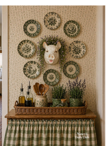 Vintage Pig Head Wall Pocket Hanging Planter / Utensil Holder