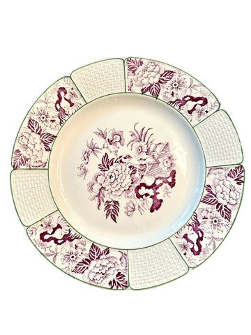 Vintage Wedgwood Embossed Border Plate Purple Transferware