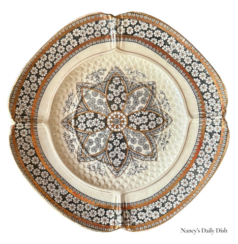 Aesthetic Black Transferware Fluted Plate Spode Circa 1880 Primrose Kaleidoscope RARE