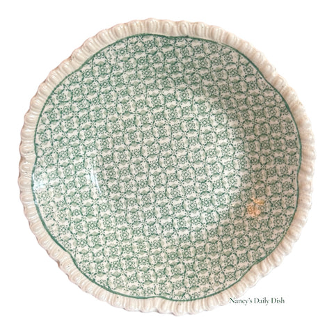 Rare Cauldon Green Chintz Sheet Pattern English Transferware Candy / Berry Bowl