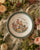 Hand Painted Transferware Pedestal Compote Plate Bee Skep Plate Thatched Cottage English Garden