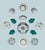 14 Piece Majolica Blue & Green Teal Turquoise Transferware Instant Platewall