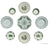 9 Piece Instant Plate wall Platewall Green Transferware