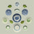 14 Piece Majolica Blue & Green Transferware Instant Platewall