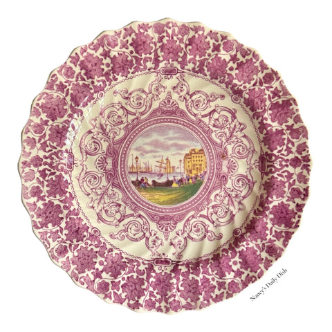 RARE Copeland Spode Lilac Lavender Transferware Plate Scenic River and Landscape with Exquisite Detail