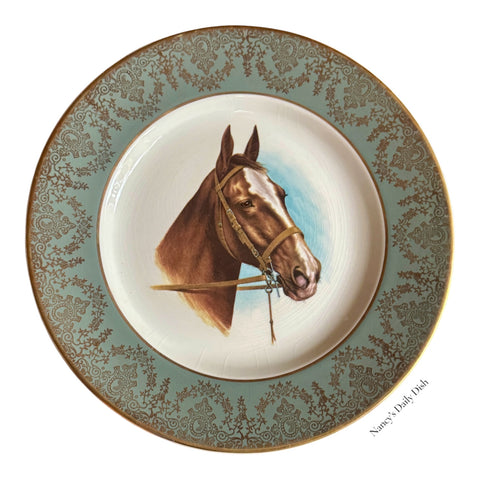 Vintage English Equestrian Horse Portrait Plate “The Chestnut Champion”