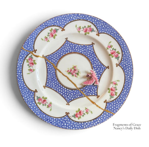 Fragments of Grace No. 25 "Where The Hummingbird Rests" ` Antique Blue George Jones Plate