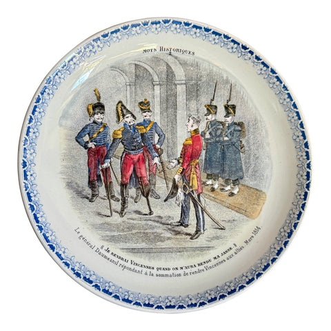 2 Color Blue & Black Transferware Plate French