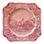 Surrender of Cornwallis Pink / Red Transferware Square Shape Plate Colonial Times Historical