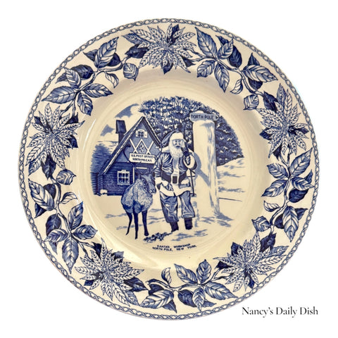 Adam’s Vintage Santa’s Workshop North Pole Blue English Transferware Plate
