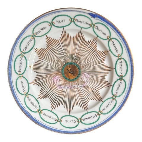 Antique Historical Washington Chain of States White House Plate French Limoges for Macy’s