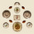 12 Piece Instant Collection Platewall Polychrome Brown Transferware &  Majolica Leaf Plates Platter & Butter Pats