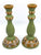 Pair of Original Hand Painted Signed Jane Keltner Wood Candle Holders CandleSticks
