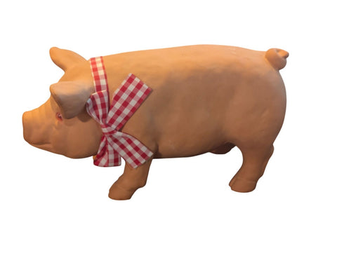 Vintage Terra Cotta Country French Pig Figurine Farmhouse Kitchen Decor