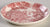 Red Transferware Clarice Cliff Coaster or Salt Dip Tonquin Wading Swans Waterfall Roses Sail Boat