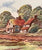 Hand Painted Transferware Charger Plaque Royal Doulton English Cottages w/ Acorn & Oak Leaf Border
