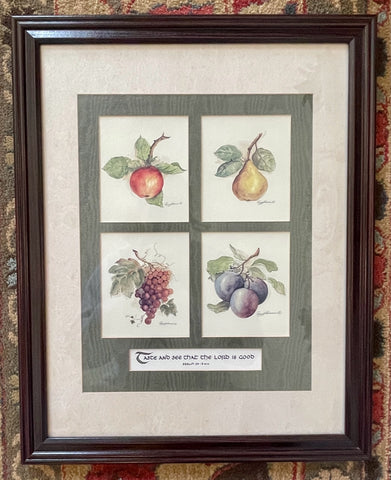 Psalm 34:8 Wood Framed and Double Matted Quadruple Fruit Print