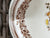 Brown Transferware Hand Painted Chinoiserie Prunus Bloom Fluted Flower Shape Scalloped Bowl