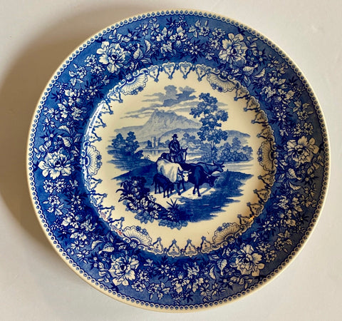 The Cattle Drover Cows Plate Wedgwood Blue Transferware
