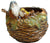 Hand Painted Majolica Birds on a Nest Vase/ Flower Pot or Candy Dish