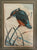 Vintage English Woven Silk Kingfisher Matted in Gold Frame