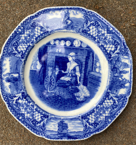 Crown Ducal Colonial Times Blue Transferware Plate Betsy Ross American Flag History