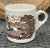 Vtg Brown Transferware Coffee or Cocoa Cup Mug Cattle Sheep Castle