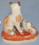 Mini Tan & White Spotted Staffordshire Chelsea Style Samson Cats Figurines on Orange Base
