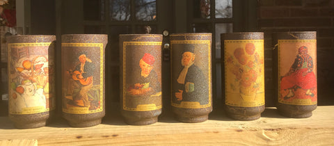 Set of 6 Vintage Drinking Glasses / Tumblers Famous Paintings Artists