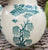 Pair of Teal Green White Chinoiserie Blue Willow English Ginger Jar Vases Vintage Transferware